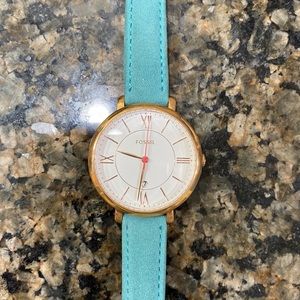 Teal And Rose Gold Womens Fossil Watch 
